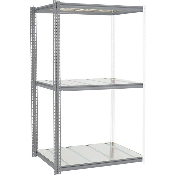 Global Industrial High Cap. Add-On Rack 48Wx36Dx60H 3 Levels Steel Deck 1500lb Per Level GRY 581047GY - main